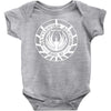 battlestar galactica distressed badge Baby Onesie