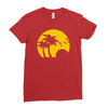 beach silhouette birds sand sunset Ladies Fitted T-Shirt