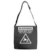 warning does not play well with others Adjustable Strap Totes