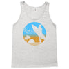 beach surfer silhouette birds sand waves palm Tank Top