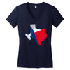 Eroded Texas Map With Flag Women's V-Neck T-Shirt
