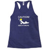caution men at work Racerback Tank