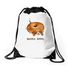 beagle bagel Drawstring Bags
