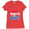 red white and cute Ladies Fitted T-Shirt