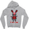i love you bunny hare rabbit cupid couple kiss fun Zipper Hoodie