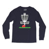 disc golf frisbee leaning on target basket innova Long Sleeve Shirts