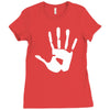 handprint sticker vinyl decal Ladies Fitted T-Shirt