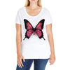 breast cancer butterfly Ladies Curvy T-Shirt