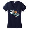 astronaut dog Women's V-Neck T-Shirt
