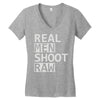 real men shoot raw Women's V-Neck T-Shirt
