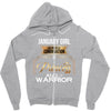 january  girl is a perfect combination of princess and warrior Zipper Hoodie