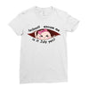 hello excuse me is it july yet asian girl black print Ladies Fitted T-Shirt