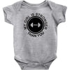 my girl is stronger than you (2) Baby Onesie