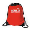 home is where the wifi funny Drawstring Bags