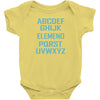 abc elemeno funny geek nerd book school teacher read spelling tee shir Baby Onesie