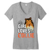 This Girl Loves Her Collie Women's V-Neck T-Shirt