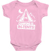 white ink camping is in tents funny Baby Bodysuit