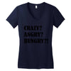 crazy angry hungry Women's V-Neck T-Shirt