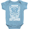 Never Underestimate Dog Rescuer Who Was Born September Baby Onesie
