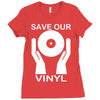 save our vinyl dj club Ladies Fitted T-Shirt