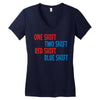 one shift two shift red shift blue shift Women's V-Neck T-Shirt