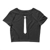 skinny white tie Crop Top