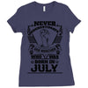 Never Underestimate Dog Rescuer Who Was Born July Ladies Fitted T-Shirt