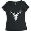 deer head vector white logo Women's Triblend Scoop T-shirt
