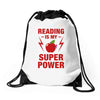 Reading Is My Superpower Drawstring Bags