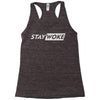 stay woke now Racerback Tank