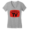 as seen in front of the the tv Women's V-Neck T-Shirt
