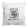 deal with it angry pitbul Throw Pillow