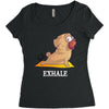 yoga pug exhale Women's Triblend Scoop T-shirt