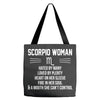 Scorpio Woman Tote Bags