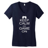 keep calm and game on Women's V-Neck T-Shirt