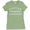 lipstick diamonds champagne Ladies Fitted T-Shirt