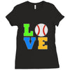 love baseball neon rhinestuds Ladies Fitted T-Shirt