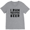 i run because i really like beer V-Neck Tee