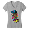 up all night cat Women's V-Neck T-Shirt