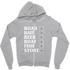 road bait beer boat fish story Zipper Hoodie
