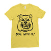 deal with it angry pitbul Ladies Fitted T-Shirt