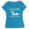 caution men at work Women's Triblend Scoop T-shirt