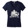 roughin' it roughing trailer camping camp Women's V-Neck T-Shirt