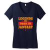 Legends Are Born In January Women's V-Neck T-Shirt