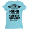 Super Cool Nana Of A Freaking Awesome Grandson Ladies Fitted T-Shirt