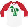 christmas head elf 3/4 Sleeve Shirt