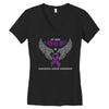 my hero is now my angel pancreatic cancer awareness Women's V-Neck T-Shirt