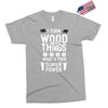super power i turn wood funnz slogan mz power Exclusive T-shirt