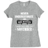 never underestimate an old man who was born in november Ladies Fitted T-Shirt