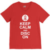 keep calm and disc golf on target frisbee basket V-Neck Tee